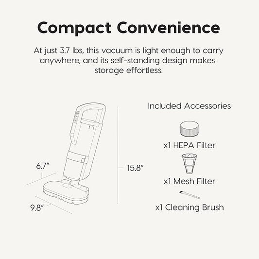 IRIS USA Handheld Corded Mattress Vacuum Cleaner, Dust Sensor, 120V, Pet Hair Remover, 6,500 BPM Agitator, Cyclonic HEPA Filter Sofas, and Upholstery, White