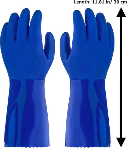 kitchen-star Ultimate Rubber Household PVC Gloves with Comfortable Cotton Lining, Anti-Slip surface, Kitchen Dishwashing, Extra Thickness, Kitchen Cleaning, Working, Painting, Pet Care (Large, Blue)