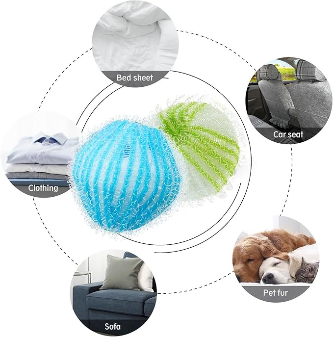 Pet Hair Remover for Laundry, Reusable Washing Machine Cleaner Tablets, Dog & Cat Hair Catcher Remover Tool for Clothing Bedding & Sheets (Blue/Green)