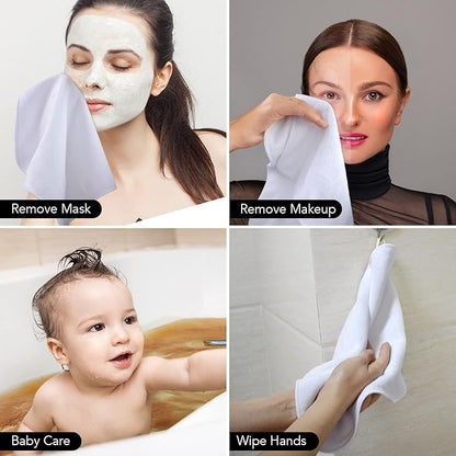 SINLAND Microfiber Facial Cloths Fast Drying Washcloth 12inch x 12inch White 2 pack