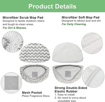 6 Pack 1940 1806 2685A Steam Mop Pads For Bissell Powerfresh Steam Mop Deluxe Pet Lift-Off Plus Slim Scrubbing Steam Mop Replacement Pad. 1940A 2814 1544A 2075A Power Fresh Steamer Pad Refill Washable
