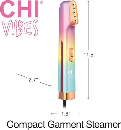 CHI VIBES Handheld Garment Steamer for Clothes, Fabric and Drapes, 5 Minutes of Continuous Steam, Portable Wrinkle-Remover for Home and Travel, Vacation Essentials, 80ml Water Tank, Pink (11615)