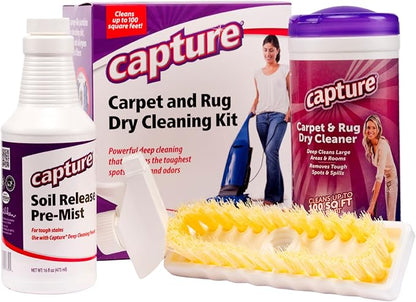Capture Carpet Total Care Kit 100 - Home Couch and Upholstery, Car Rug, Dogs & Cats Pet Carpet Cleaner Solution - Strength Odor Eliminator, Stains Spot Remover, Non Liquid & No Harsh Chemical