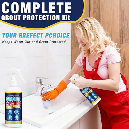 Grout Sealer, Waterproof Grout Sealer for Shower Floor Tile, Long Lasting Clear Grout Sealant, Tile Sealer Spray Works on Countertops, Bathroom, Marble, Ceramic, Stone, Granite Surface Grout Cleaner
