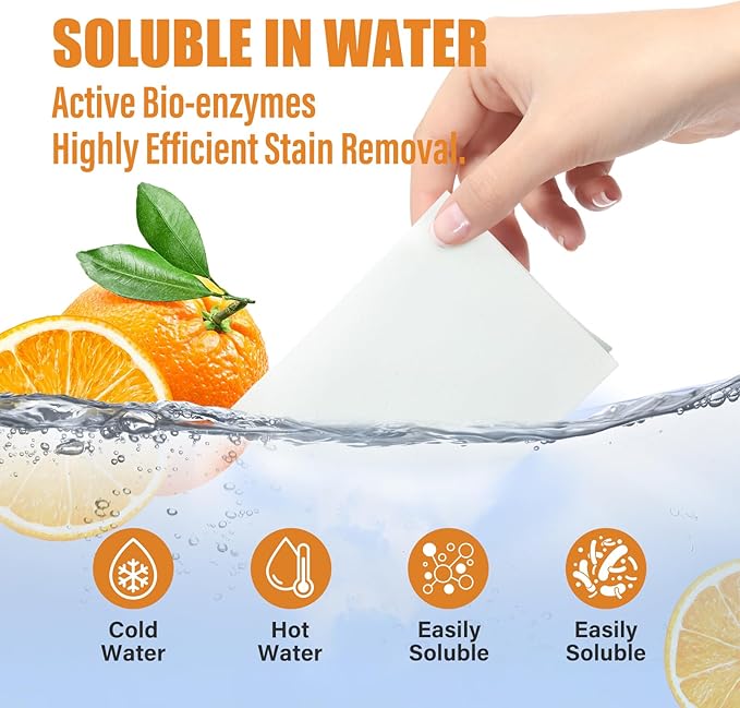 YUCO Laundry Detergent Sheets-Liquidless Eco-Friendly Travel Laundry Sheets Detergent for Travel No Plastic & Hypoallergenic (Citrus)