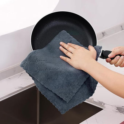 Homaxy 18 Pack Dish Towels for Kitchen (10 x 20 Inches, Dark Grey), Super Soft and Absorbent Coral Velvet Dish Cloths for Washing Dishes, Nonstick Oil Fast Drying Microfiber Cleaning Cloth