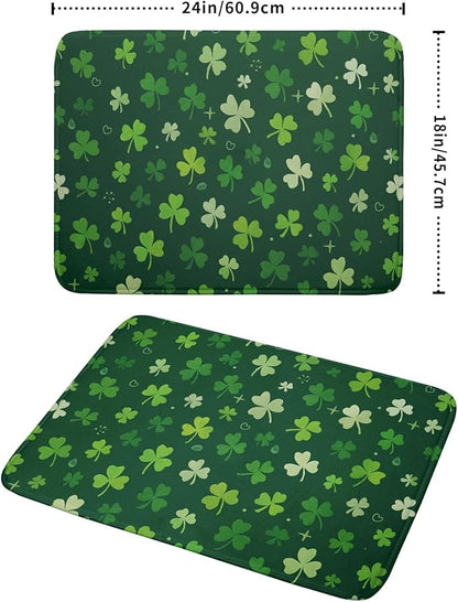 St Patrick's Day Dish Drying Mat 18 x 24 Inch With Absorbent Reversible Microfiber Green Lucky Shamrock Clover Drying Spring Dish Drainer Mat Fast Dry For Kitchen Dining Room Decor