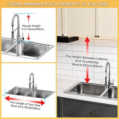 ADBIU Over The Sink Dish Drying Rack (Expandable Height and Length) Snap-On Design 2 Tier Large Dish Rack