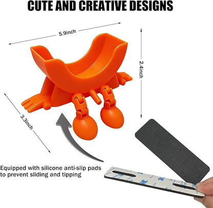 Cute Hanging Sponge Holder with Drainage,3D Printed Kitchen Funny Sponge Stand for Sink,with non-slip pads,Suitable for Scrub Daddy Holder,Keeps Your Sponge Dry Smiling (Orange)