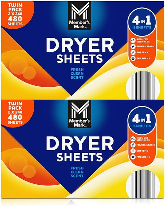 Member's Mark Fabric Softener Sheets (480 Count) (6 Pack)