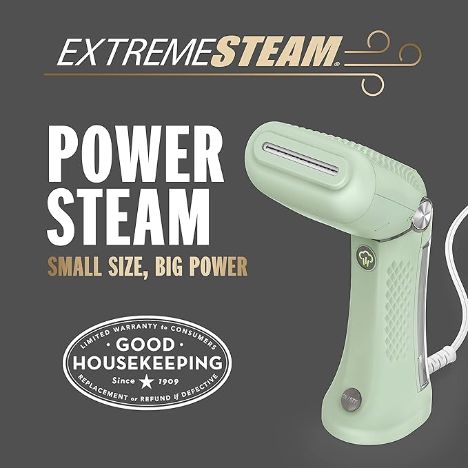 Conair Handheld Garment Steamer for Clothes - Power Steam: Small Size,Big Power - Great for Home,Office,or Travel with Dual Voltage-for Worldwide Use,Mint Green,(Pack of 2)
