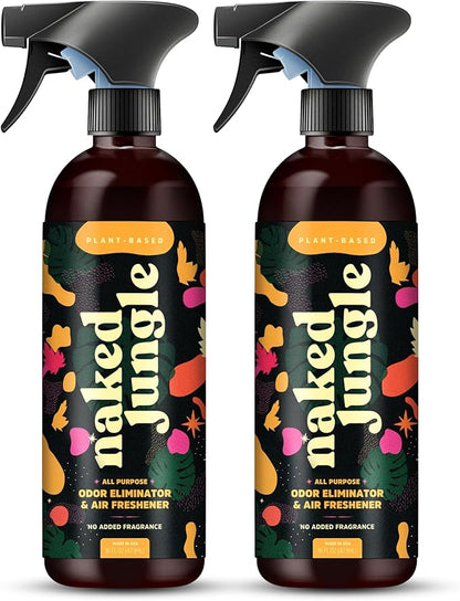 Naked Jungle Premium Plant-Based Odor Eliminator for Strong Odors, Air Freshener Spray, Non Toxic Air Fresheners For Home, Room Deodorizer, No Added Fragrances (16oz, 24oz & 32oz)