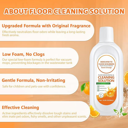 Floor Cleaning Solution Compatible with Tineco – Orange Floor Cleaner – Long-Lasting, Subtle Fruit Scent– For All Cordless Wet/Dry Vacuum Mop Cleaner & Robot Vacuums with Mopping (2 Bottle)