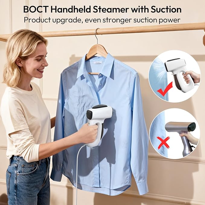 3500Pa Vacuum Steamer for Clothes - 2 in 1 Portable Suction Handheld Vacuum Iron,30s Rapid Preheating,Auto-off,Light Steamer for Travel/Home