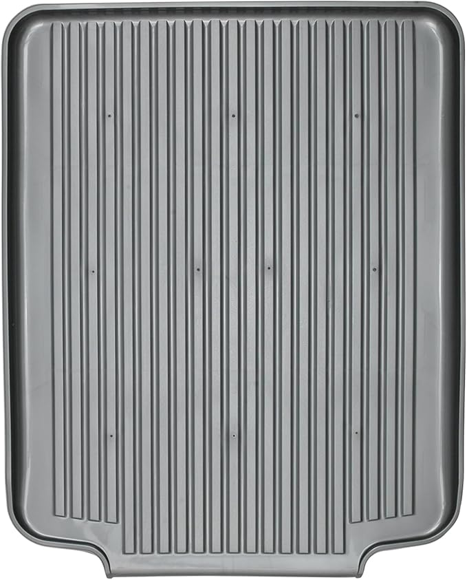 Better Houseware Dish Drainer Mat, Large Metallic Silver Dish Drain Board for Kitchen Countertop, Protects Surfaces & Speeds Drying, 19.5 x 15.5 x 1.25, Metallic Silver