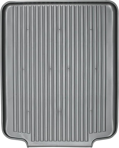 Better Houseware Dish Drainer Mat, Large Metallic Silver Dish Drain Board for Kitchen Countertop, Protects Surfaces & Speeds Drying, 19.5 x 15.5 x 1.25, Metallic Silver