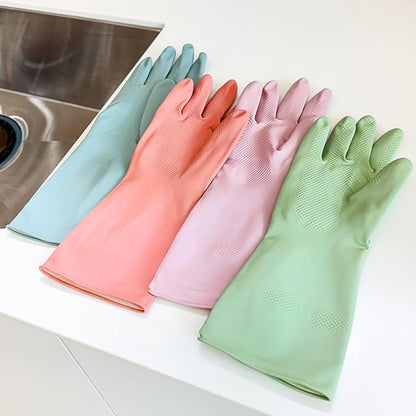 Kitchen Gloves for Washing Dishes | 4 Pairs Rubber Dishwashing Gloves for Cleaning