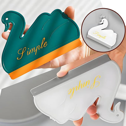 Squeegee Bathroom Glass Door Cleaning Scraper with Hanging Hook, Silicone Mini Kitchen Countertop Squeegee, Water Wiper Scraper for Sink Tiles Cleaning Tools (Swan 2PCS)