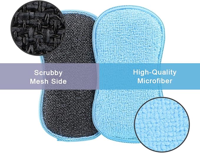 HOMEXCEL 12 Pack Multi-Purpose Scrub Sponges Kitchen, Dish Sponge, Non-Scratch Microfiber Sponge for Efficiently Cleaning Dishes, Pots, and Pans (Multicolor)