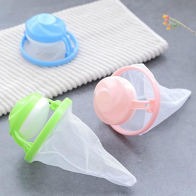 Washing Machine Hair Removal Catcher Filter Mesh Pouch Cleaning Bag Collect, 9.6×5.8cm, Blue