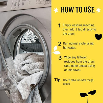 Molly's Suds Washing Machine Cleaner | Removes Odors & Grime from Front & Top Loader Machines, Including HE (Citrus - 6 Tablets)