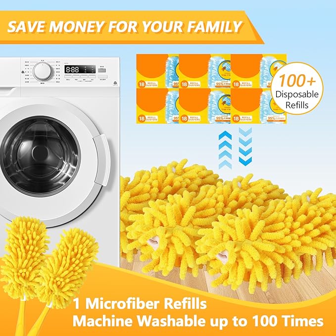 8 Pack Reusable Duster Refill Compatible with Swiffer Hand Duster - 360 Heavy Duty Dusters Refills - Microfiber Ceiling Fan Duster for Swiffer Dusters Extended Handle (Handle is Not Included)