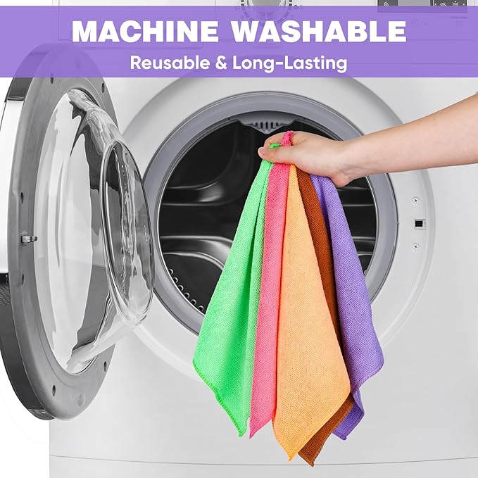 10 Colors Microfiber Cleaning Cloths, 400 Pack Assorted Cleaning Rags, Highly Absorbent Microfiber Towels for Car, Kitchen, Bathroom and Household Cleaning, 11.8"X11.8"