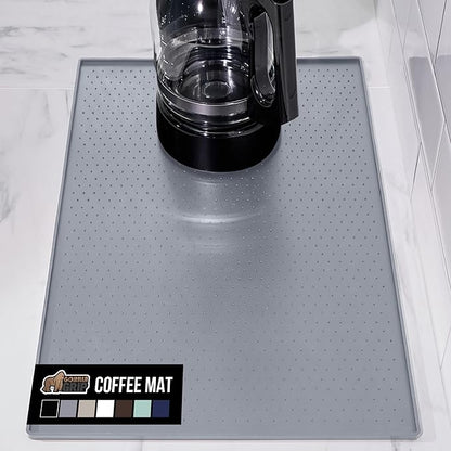 GORILLA GRIP Silicone Coffee Mat, Espresso Machine Bar Accessories, Keep Kitchen Counters Clean, Stays in Place, Waterproof and Heat Resistant Dish Drying Mats, Home Decor Essentials, 11.5x18.8, Gray