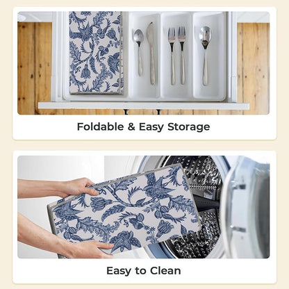 2 Pack XXL 17" x 24" Blue and White Porcelain Dish Drying Mat - Dish Drying Mats for Kitchen Counter, Super Absorbent, Anti-Slip, Fast Drying, Kitchen Must-Have