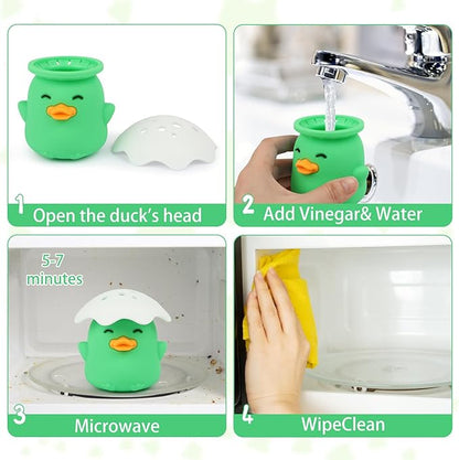 NEW Microwave Steam Cleaner, Duck Microwave Cleaner, Just Add Vinegar and Water, Cut Cleaning Time by Half, Kitchen Gifts Accessories Gadgets (Green)