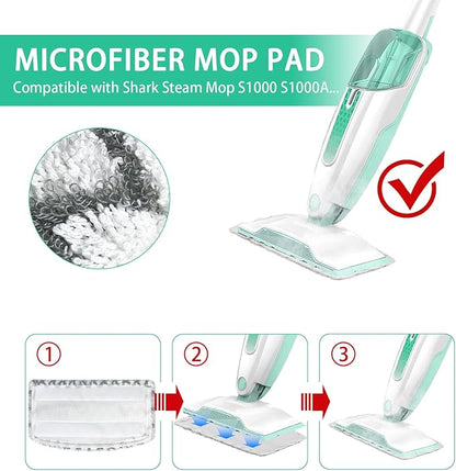 Heavy-Duty steam Mop Replacement Pads for Shark Steam Mops S1000/S1000A/S1000C/S1000WM /S1001C/S2001 Reusable Microfiber Steamer Scrub Mop Pads Washable for All Hard Floors,4pcs