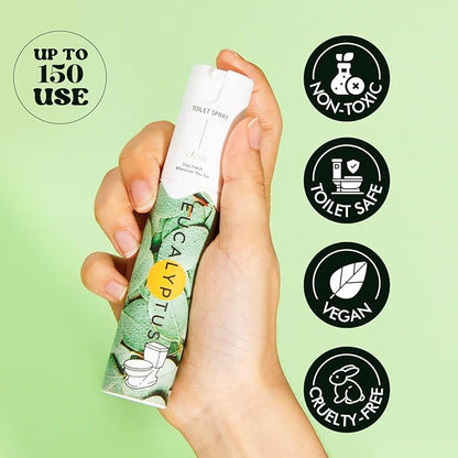 Travel Size Toilet Spray, Bathroom Odor Eliminator, 3 Pack, 1 fl oz Each, Up to 150 Uses, For Home and Travel, Essential Oils Freshener Spray, Ocean, Eucalyptus, Vanilla