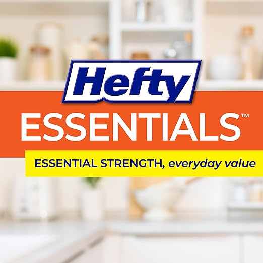 Hefty Essentials Drawstring 13 Gallon Kitchen Trash Bags, 120 Count, Tall Unscented Trash Bags for Kitchens, Home Offices, or Laundry Rooms, Easy to Tie, Lift, and Carry, White