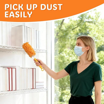 Reusable Duster Pads Compatible with Swiffer Duster, Washable 360 Dusters Heavy Duty Refills, Microfiber Dusters Refills for Swiffer 3ft 6ft Extended Handle, 2 Pack (Handle is Not Included)