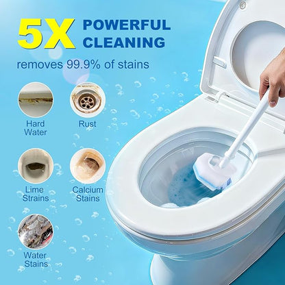 64Pcs Disposable Toilet Wand Refills for Clorox, Toilet Bowl Cleaners Scrubber, 5X Cleaning Exclusive Upgrade Formula Disposable Toilet Bowl Wand Refills Replacement Cleaner Brush Heads