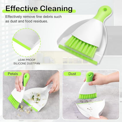 NACENA Mini Dustpan and Brush Set 2 Pack, Small Broom and Dustpan Set Dust Pan and Mini Hand Broom Dustpan and Broom Combo Compact for Home Table Keyboards Sofa Kitchen, Dark & Blue