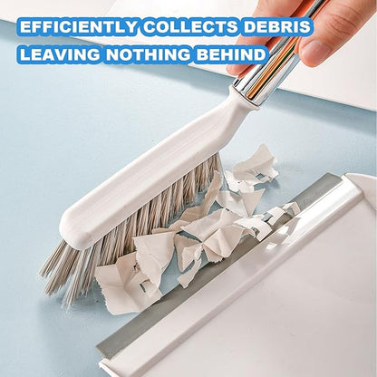 Small Broom with Dustpan Combo Set Mini Broom and Brush Set Hand Sweeper for Cleaning Desk Office Kitchen Pet Nest (White)