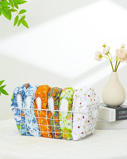 ALVABABY Baby Cloth Diapers 6 Pack with 12 Inserts Cloth Diaper Covers Adjustable Washable Reusable for Baby Girls and Boys