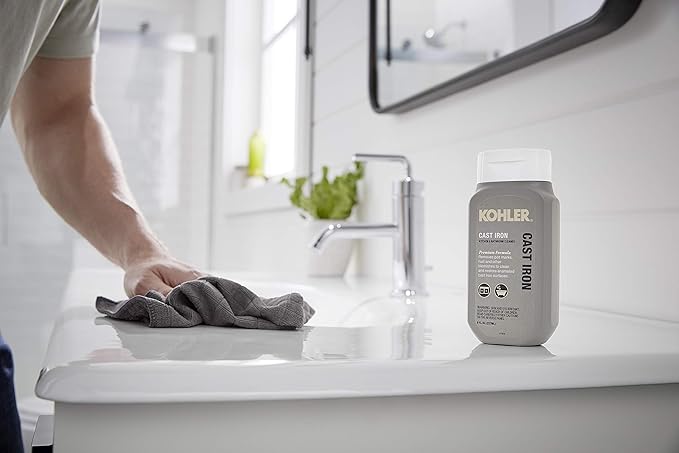 KOHLER K-23725-NA Cast Iron Cleaner, For Kitchen and Bathroom, 8 oz Bottle, Non-abrasive Cream-based Cleaner