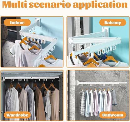 Clothes Drying Racks for Laundry,Wall Mounted Drying Rack Clothing,Foldable Drying Rack,Collapsible Dryer Rack,Clothes Hanger,Laundry Room Hanging Rack,Folding Indoor White