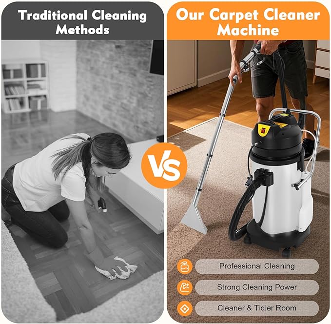 40L Commercial Carpet Cleaning Machine, 3 in 1 Carpet Spraying Floor Brush Cleaner Extractor Vacuum Washing Machine, 1000W Portable Sofa Curtains Cleaner (2 Packages)
