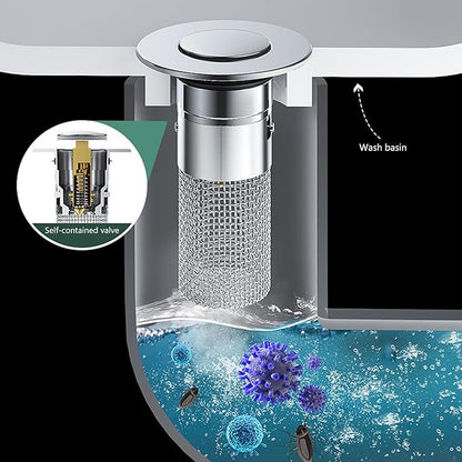Drain Drain Plug Sink with Hair Strainer Popup Drain Strainer OUniversal Compatibility for Bathroom Sinks Shower Tray Drain Plug