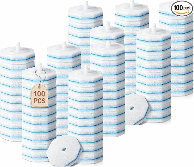 100 Pack Toilet Bowl Wand Refills, Disposable Replacement Heads Compatible with Household Brushes, Bathroom Washroom Cleaning Refill Pads