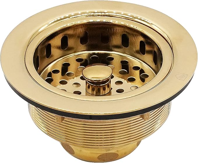 Westbrass A214-01 3-1/2" Post Style Large Kitchen Sink Basket Strainer, Polished Brass