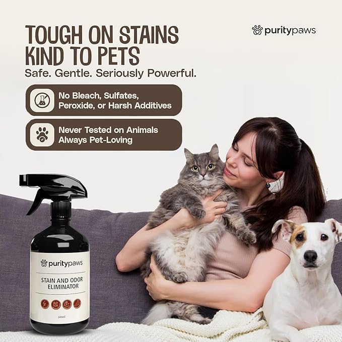 Pet Stain & Odor Remover – Enzyme Cleaner for Dog & Cat Urine, Feces & Vomit – Carpet, Upholstery, Mattress & Tile – Non-Toxic, Pet Safe – 500ml