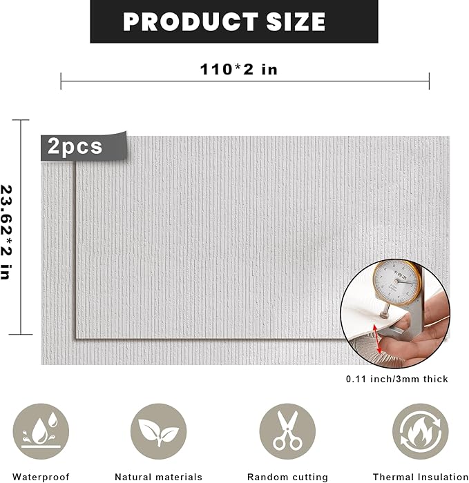 3D Wall Panels Peel and Stick – 2pc X 23.82"x110" PVC Faux Travertine Texture, Self Adhesive Waterproof Wall Covering, DIY Accent Wall, Sofa Background Backsplash & Modern Home Decor, Covers 36 sq.ft