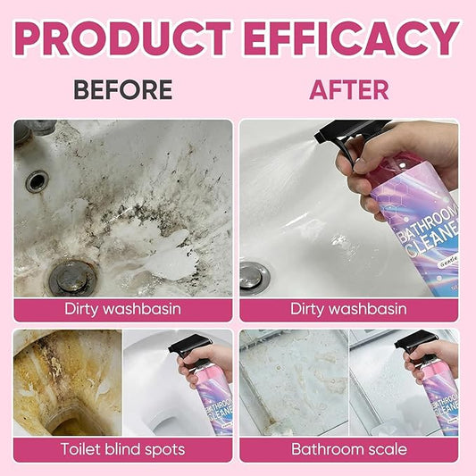 Heavy Duty Bathroom Scrubbing Solution, Bathroom Descaler Foam Cleaner, Powerful Pink Bathroo𝐦 Cleaner Spray, All-Purpose Bathrooms Descaler Foam Spray, For Floor,Showers,Glass Surfaces (1pcs)