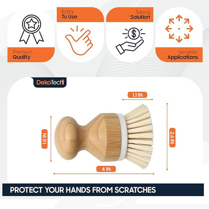 Premium Bamboo Dish Scrub Brush Eco-Friendly & Heavy-Duty Kitchen Cleaning Tool with Durable Natural Bristles, Ergonomic Wooden Handle for Effortless Dishwashing & Surface Scrubbing