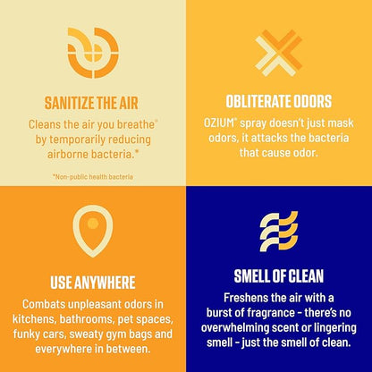 Ozium Air Sanitizer Spray - Room Odor Eliminator for Home, Car, and Office - Citrus - 8 oz Can - 1 Pack