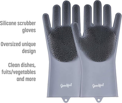 Goodful Silicone Kitchen Rubber Gloves, Oversized, Reusable, Waterproof